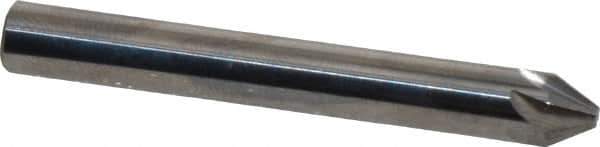 Made in USA - 1/4" Head Diam, 1/4" Shank Diam, 6 Flute 60° Solid Carbide Countersink - Bright Finish, 2" OAL, 0.078" Nose Diam, Single End, Straight Shank, Right Hand Cut - Exact Tool & Supply