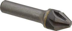 Made in USA - 3/4" Head Diam, 1/2" Shank Diam, 6 Flute 60° Solid Carbide Countersink - Bright Finish, 2-3/4" OAL, 1/4" Nose Diam, Single End, Straight Shank, Right Hand Cut - Exact Tool & Supply