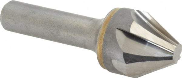 Made in USA - 1" Head Diam, 1/2" Shank Diam, 6 Flute 60° Solid Carbide Countersink - Bright Finish, 3" OAL, 0.328" Nose Diam, Single End, Straight Shank, Right Hand Cut - Exact Tool & Supply