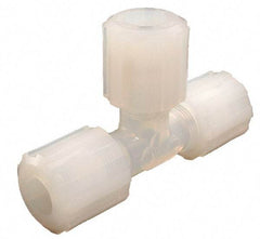 Parker - 1/4" Tube OD, PFA PTFE Plastic Compression Tube Union Tee - 325°F Max, Plastic Grip - Exact Tool & Supply