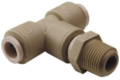 Parker - 1/4" Outside Diam, 1/4 NPTF, Kynar Push-to-Connect Tube Male Swivel Branch Tee - 300 Max psi, Natural - Exact Tool & Supply