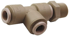 Parker - 5/16" Outside Diam, 1/8 NPTF, Acetal Push-to-Connect Tube Male Swivel Run Tee - 300 Max psi, Gray - Exact Tool & Supply