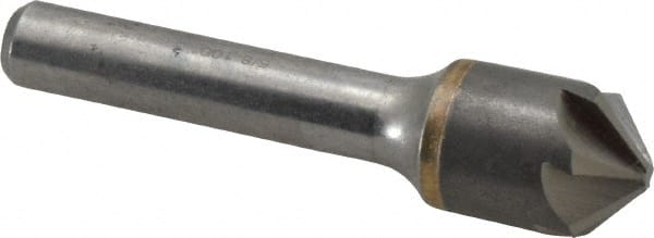 Made in USA - 5/8" Head Diam, 3/8" Shank Diam, 6 Flute 100° Solid Carbide Countersink - Exact Tool & Supply