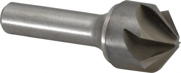 Made in USA - 1" Head Diam, 1/2" Shank Diam, 6 Flute 100° Solid Carbide Countersink - Exact Tool & Supply