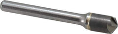 Made in USA - 3/8" Head Diam, 1/4" Shank Diam, 6 Flute 120° Solid Carbide Countersink - Bright Finish, 2-1/2" OAL, 0.062" Nose Diam, Single End, Straight Shank, Right Hand Cut - Exact Tool & Supply