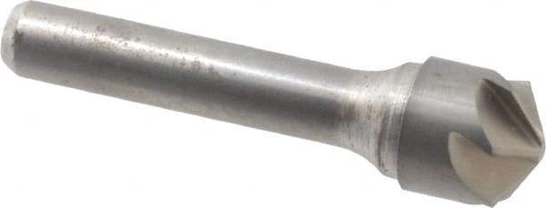 Made in USA - 5/8" Head Diam, 3/8" Shank Diam, 6 Flute 120° Solid Carbide Countersink - Bright Finish, 2-5/8" OAL, 0.109" Nose Diam, Single End, Straight Shank, Right Hand Cut - Exact Tool & Supply