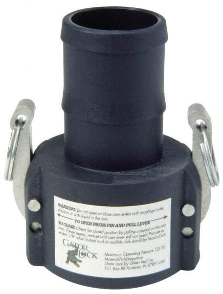 Green Leaf - 3/4" Polypropylene Cam & Groove Suction & Discharge Hose Female Coupler Hose Shank - Part C, 3/4-14" Thread, 125 Max psi - Exact Tool & Supply