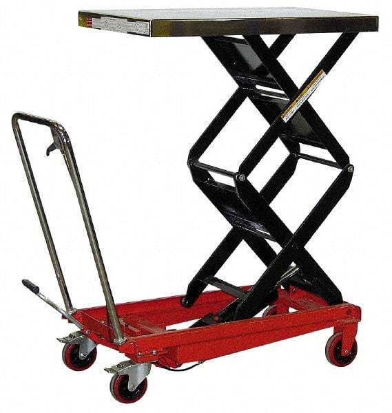 Vestil - 800 Lb Capacity Hydraulic Scissor Elevating Cart - 15-1/2" to 51-7/8" Lift Height, 35-1/2" Platform Length x 20" Platform Width - Exact Tool & Supply