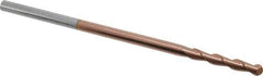 Accupro - 1/4" Diam, 1-1/2" LOC, 2 Flute Solid Carbide Ball End Mill - TiCN Finish, Single End, 6" OAL, 1/4" Shank Diam, Spiral Flute - Exact Tool & Supply