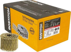 Stanley Bostitch - 11 Gauge 0.12" Shank Diam 3-1/4" Long Framing Nails for Power Nailers - Steel, Galvanized Finish, Screw Shank, Coil Wire Collation, Round Head, Diamond Point - Exact Tool & Supply