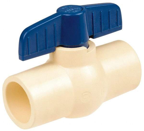 NIBCO - 1-1/4" Pipe, Standard Port, PVC Miniature Ball Valve - 1 Piece, Inline - One Way Flow, FNPT x FNPT Ends, Tee Handle, 150 WOG - Exact Tool & Supply