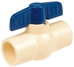 NIBCO - 1-1/4" Pipe, Standard Port, PVC Miniature Ball Valve - 1 Piece, Inline - One Way Flow, FNPT x FNPT Ends, Tee Handle, 150 WOG - Exact Tool & Supply