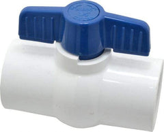 NIBCO - 1-1/2" Pipe, Standard Port, PVC Miniature Ball Valve - 1 Piece, Inline - One Way Flow, Solvent x Solvent Ends, Tee Handle, 150 WOG - Exact Tool & Supply