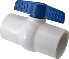 NIBCO - 2-1/2" Pipe, Standard Port, PVC Miniature Ball Valve - 1 Piece, Inline - One Way Flow, Solvent x Solvent Ends, Tee Handle, 150 WOG - Exact Tool & Supply