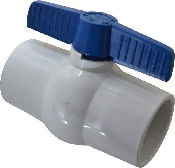 NIBCO - 3" Pipe, Standard Port, PVC Miniature Ball Valve - 1 Piece, Inline - One Way Flow, Solvent x Solvent Ends, Tee Handle, 150 WOG - Exact Tool & Supply