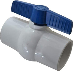 NIBCO - 3" Pipe, Standard Port, PVC Miniature Ball Valve - 1 Piece, Inline - One Way Flow, Solvent x Solvent Ends, Tee Handle, 150 WOG - Exact Tool & Supply