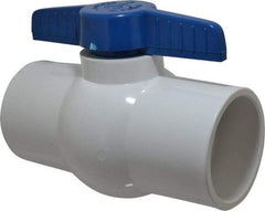 NIBCO - 4" Pipe, Standard Port, PVC Miniature Ball Valve - 1 Piece, Inline - One Way Flow, Solvent x Solvent Ends, Tee Handle, 150 WOG - Exact Tool & Supply
