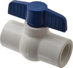 NIBCO - 1" Pipe, Standard Port, PVC Miniature Ball Valve - 1 Piece, Inline - One Way Flow, FNPT x FNPT Ends, Tee Handle, 150 WOG - Exact Tool & Supply