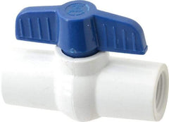 NIBCO - 1/2" Pipe, Standard Port, PVC Miniature Ball Valve - 1 Piece, Inline - One Way Flow, FNPT x FNPT Ends, Tee Handle, 150 WOG - Exact Tool & Supply