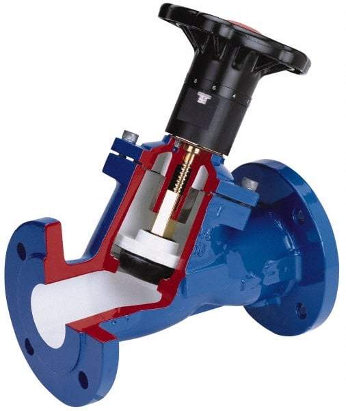 NIBCO - 10" Pipe, Flanged End Connections, Y Pattern Calibrated Balance Valve - 33-1/2mm Long, 449mm High, 200 Max psi, Iron Body - Exact Tool & Supply