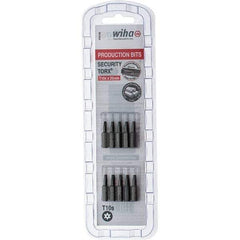 Wiha - 1/4" Drive T10 Tamperproof Torx Screwdriver Bit - 1" OAL, Tamper Resistant Bit - Exact Tool & Supply