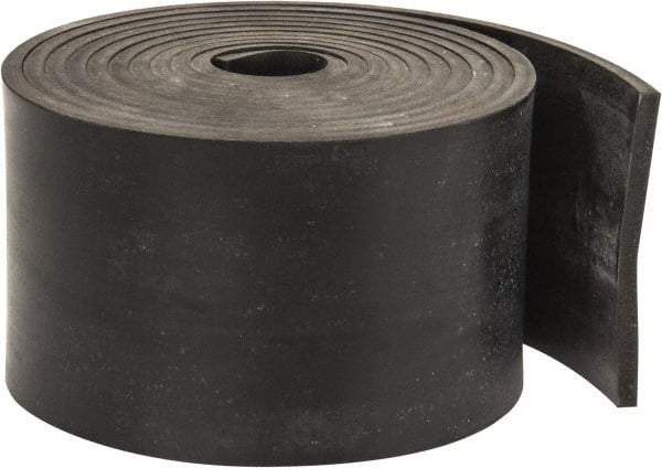 Made in USA - 1/8" Thick x 2" Wide x 60" Long, Plain Backed Neoprene Rubber Strip - Stock Length, 60 Shore A Durometer, 2,500 psi Tensile Strength, -40 to 225°F, Black - Exact Tool & Supply