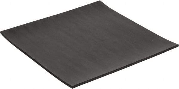 Made in USA - 12" Long, 12" Wide, 1/4" Thick, Neoprene Rubber Foam Sheet - 50 to 60 Durometer, Black, -40 to 225°F, 2,500 psi Tensile Strength, Plain Backing, Stock Length - Exact Tool & Supply