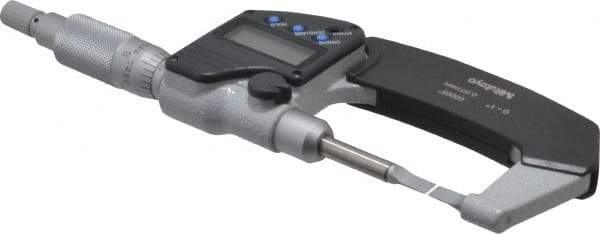 Mitutoyo - 0mm to 25.4mm Electronic Blade Micrometer - 0.003mm Accuracy, 0.4mm Blade Thickness, Ratchet Stop Thimble - Exact Tool & Supply