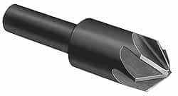 Made in USA - 1/2" Head Diam, 3/8" Shank Diam, 6 Flute 82° High Speed Steel Countersink - Exact Tool & Supply