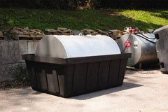 Eagle - 635 Gal Sump, 10,000 Lb Capacity, 1 Drum, Polyethylene Spill Deck or Pallet - 88" Long x 62" Wide x 33" High, Black, Horizontal, 1 Tank Drum Configuration - Exact Tool & Supply