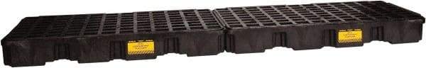 Eagle - 61 Gal Sump, 8,000 Lb Capacity, 4 Drum, Polyethylene Spill Deck or Pallet - 103-1/2" Long x 26-1/2" Wide x 6-1/2" High, Black, Low Profile, Vertical, Inline Drum Configuration - Exact Tool & Supply