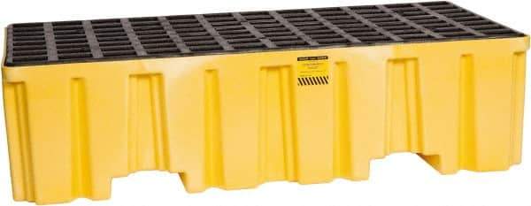 Eagle - 66 Gal Sump, 4,000 Lb Capacity, 2 Drum, Polyethylene Spill Deck or Pallet - 51" Long x 26-1/4" Wide x 13-3/4" High, Yellow, Liftable Fork, Vertical, 2 x 2 Drum Configuration - Exact Tool & Supply