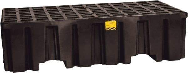 Eagle - 66 Gal Sump, 4,000 Lb Capacity, 2 Drum, Polyethylene Spill Deck or Pallet - 51" Long x 26-1/4" Wide x 13-3/4" High, Black, Liftable Fork, Drain Included, Vertical, 2 x 2 Drum Configuration - Exact Tool & Supply