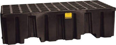 Eagle - 66 Gal Sump, 4,000 Lb Capacity, 2 Drum, Polyethylene Spill Deck or Pallet - 51" Long x 26-1/4" Wide x 13-3/4" High, Black, Liftable Fork, Drain Included, Vertical, 2 x 2 Drum Configuration - Exact Tool & Supply