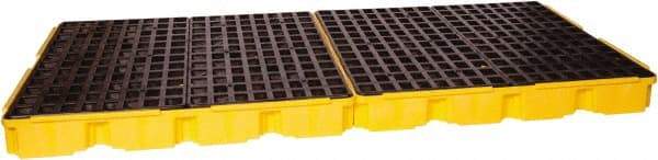 Eagle - 121 Gal Sump, 10,000 Lb Capacity, 8 Drum, Polyethylene Spill Deck or Pallet - 103" Long x 51-1/2" Wide x 6-1/2" High, Yellow, Drain Included, Low Profile, Vertical, 2 x 4 Drum Configuration - Exact Tool & Supply