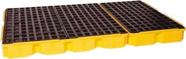Eagle - 88 Gal Sump, 8,000 Lb Capacity, 6 Drum, Polyethylene Platform - 78.25" Long x 51-1/2" Wide x 6-1/2" High, Yellow, Drain Included, Low Profile, Vertical, 2 x 3 Drum Configuration - Exact Tool & Supply