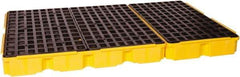 Eagle - 88 Gal Sump, 8,000 Lb Capacity, 6 Drum, Polyethylene Platform - 78.25" Long x 51-1/2" Wide x 6-1/2" High, Yellow, Drain Included, Low Profile, Vertical, 2 x 3 Drum Configuration - Exact Tool & Supply
