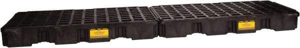 Eagle - 61 Gal Sump, 8,000 Lb Capacity, 4 Drum, Polyethylene Spill Deck or Pallet - 103-1/2" Long x 26-1/2" Wide x 6-1/2" High, Black, Drain Included, Low Profile, Vertical, Inline Drum Configuration - Exact Tool & Supply
