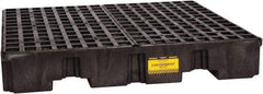 Eagle - 66 Gal Sump, 8,000 Lb Capacity, 4 Drum, Polyethylene Spill Deck or Pallet - 51-1/2" Long x 51-1/2" Wide x 8" High, Black, Liftable Fork, Vertical, 2 x 2 Drum Configuration - Exact Tool & Supply