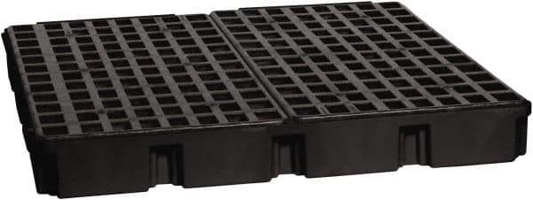 Eagle - 61 Gal Sump, 10,000 Lb Capacity, 4 Drum, Polyethylene Platform - 52-1/2" Long x 51-1/2" Wide x 6-1/2" High, Black, Liftable Fork, Low Profile, Vertical, 2 x 2 Drum Configuration - Exact Tool & Supply