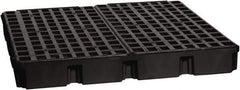 Eagle - 61 Gal Sump, 10,000 Lb Capacity, 4 Drum, Polyethylene Platform - 52-1/2" Long x 51-1/2" Wide x 6-1/2" High, Black, Liftable Fork, Low Profile, Vertical, 2 x 2 Drum Configuration - Exact Tool & Supply