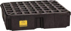 Eagle - 12 Gal Sump, 2,000 Lb Capacity, 1 Drum, Polyethylene Spill Deck or Pallet - 26-1/4" Long x 26" Wide x 6-1/2" High, Black, Low Profile, Vertical, Inline Drum Configuration - Exact Tool & Supply