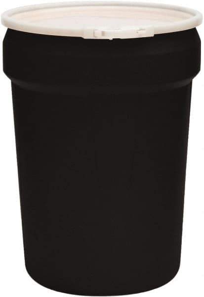 Eagle - 30 Gallon Black Tapered Cylinder Polyethylene Open Head Drum - 28-1/2" High x 21" Diam - Exact Tool & Supply