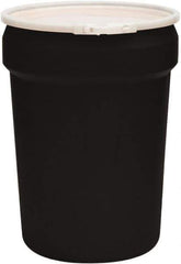 Eagle - 30 Gallon Black Tapered Cylinder Polyethylene Open Head Drum - 28-1/2" High x 21" Diam - Exact Tool & Supply