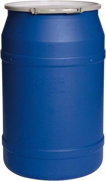 Eagle - 55 Gallon Blue Cylindrical Polyethylene Open Head Drum - 36-3/8" High x 23" Diam - Exact Tool & Supply