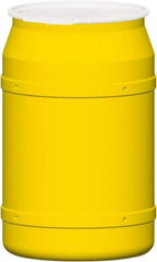 Eagle - 55 Gallon Yellow Cylindrical Polyethylene Open Head Drum - 36-3/8" High x 23" Diam - Exact Tool & Supply