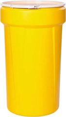 Eagle - 55 Gallon Yellow Tapered Cylinder Polyethylene Open Head Drum - 39-1/8" High x 23-3/4" Diam - Exact Tool & Supply