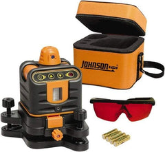 Johnson Level & Tool - 800' (Exterior) Measuring Range, 1/4" at 100' Accuracy, Manual-Leveling Rotary Laser - 150 to 300 RPM, 2 Beams, AA Battery Included - Exact Tool & Supply
