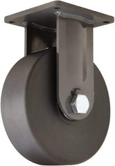 Hamilton - 12" Diam x 4" Wide x 15-1/2" OAH Top Plate Mount Rigid Caster - Nylon, 10,000 Lb Capacity, Precision Roller Ball Bearing, 8-1/2 x 8-1/2" Plate - Exact Tool & Supply