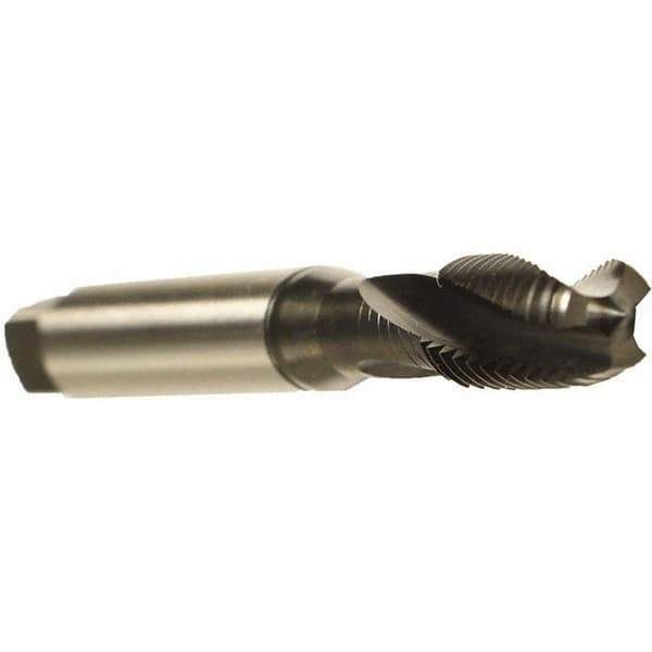 Emuge - 1/4-20 UNC 3 Flute 2BX Modified Bottoming Spiral Flute Tap - Cobalt, Oxide Finish, 2-1/2" OAL, Right Hand Flute, Right Hand Thread, Series Rekord D - Exact Tool & Supply